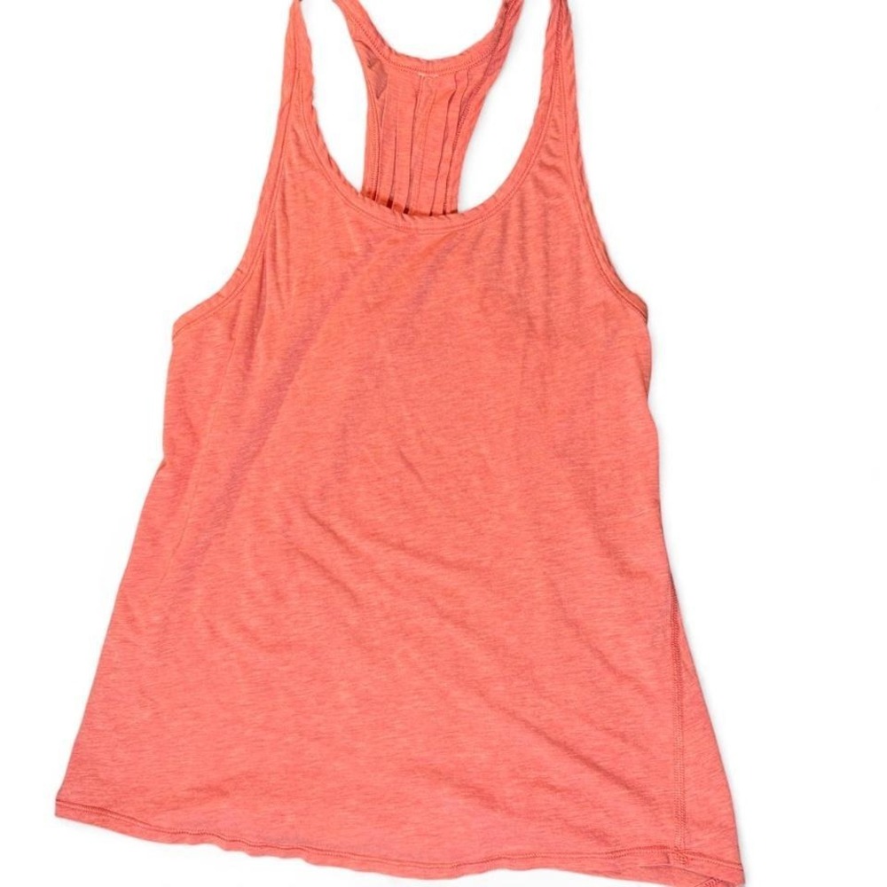 Lululemon Coral Heathered Vitasea Pleated Back Racerback Tank Top Womens Size 4
